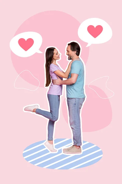 Creative composite collage art magazine couple dance slow dance celebrate dream honeymoon anniversary mind only love isolated on pink background.