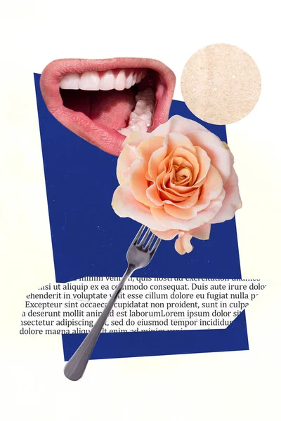 Collage Photo Creative Artwork Poster Advertisement Fresh Pink Roses Sale — Zdjęcie stockowe