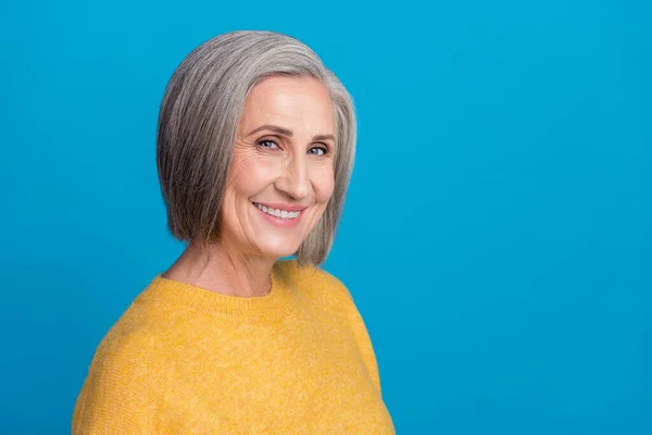 Photo Portrait Senior Gorgeous Woman Toothy Beaming Smile Cosmetology Promo — Stockfoto