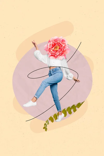 Creative Drawing Collage Picture Young Beautiful Lovely Young Woman Flower — Stockfoto