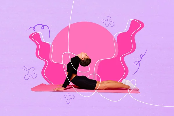 Creative Photo Artwork Graphics Collage Painting Sexy Sport Lady Enjoying — Stockfoto