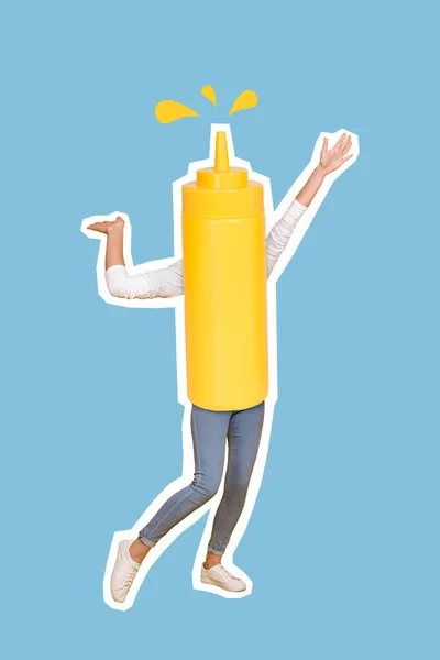 Photo Collage Artwork Minimal Picture Funny Carefree Lady Mustard Bottle — Photo