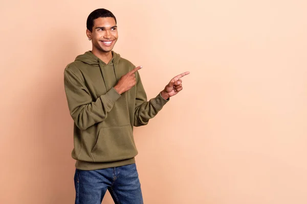 Photo Cheerful Young Satisfied Hipster Guy Student Wear Stylish Khaki — Foto de Stock
