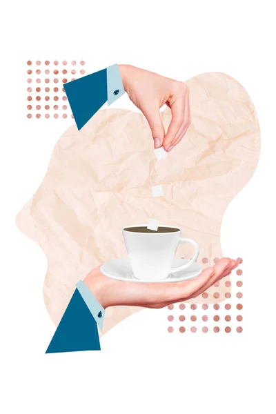 Composite Collage Picture Image Elegant Man Gentleman Hands Holding Coffee — ストック写真