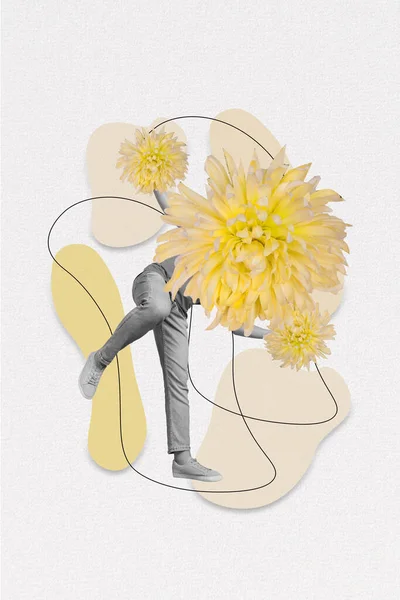 Creative Photo Artwork Graphics Collage Painting Man Flower Blossom Instead — Photo