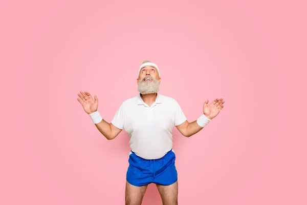 Active Modern Cool Competetive Pensioner Leader Champion Open Arms Bodycare — Stock Photo, Image