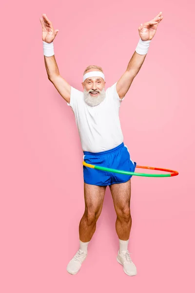 Emotional Cool Cheerful Excited Crazy Funny Fooling Playful Gymnast Grandpa — ストック写真