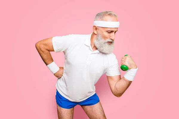 Body Care Hobby Weight Loss Lifestyle Cool Grandpa Confident Grimace — Stock Photo, Image