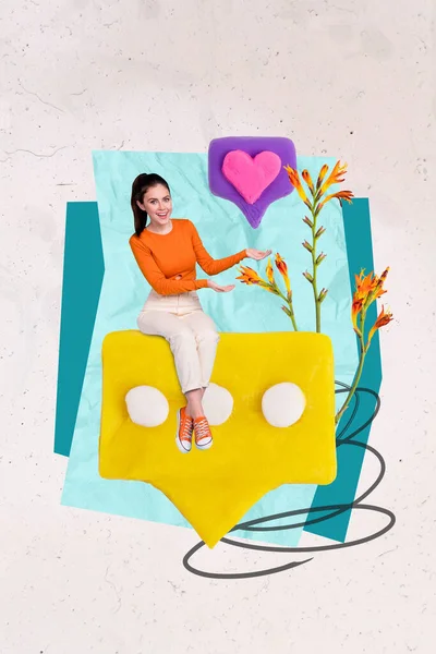 Photo Artwork Collage Advertisement Email Chatting Love Conversation Girl Show —  Fotos de Stock