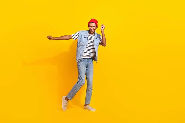 Full Body Photo Cheerful Overjoyed Person Enjoy Chilling Dancing Isolated — Stock Photo, Image