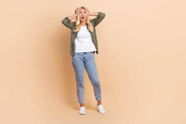 Photo Anxious Embarrassed Stressed Depressed Lady Wear Stylish Clothes Bad — Foto Stock