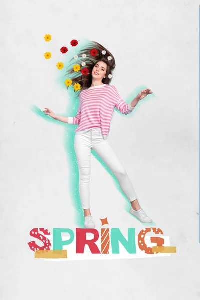 Koláž Umělecké Dílo Sezónní Terapie Květinový Jarní Esence Extrakt Pleťové — Stock fotografie