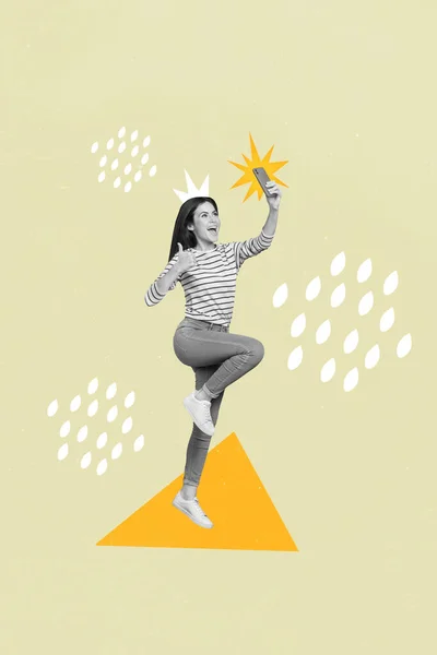 Kreatív Festészet Illusztráció Grafika Vázlat Kép Kép Boldog Lány Befolyásoló — Stock Fotó