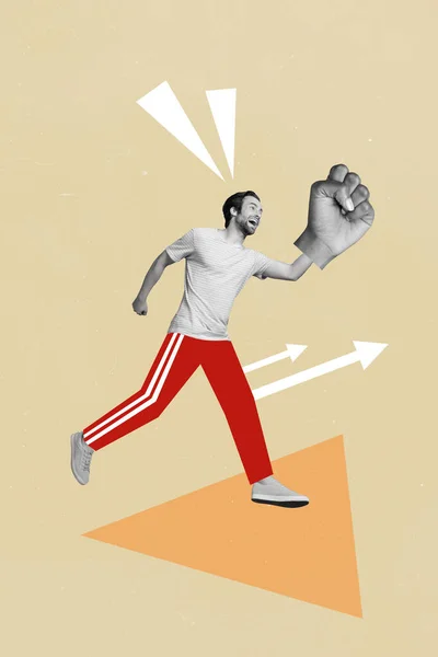 Creative Illustration Collage Sketch Picture Funky Sporty Guy Sports Competition — Stock Photo, Image