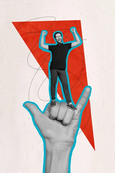 Creatief Tijdschrift Afbeelding Collage Van Gekke Actieve Jonge Man Dansen — Stockfoto