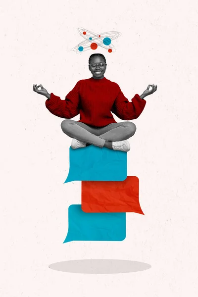Criativa Composto Mínimo Colagem Sociedade Notificações Mensagem Receber Senhora Meditação — Fotografia de Stock