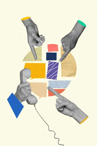 Collage Pinup Pop Retro Skizze Bild Der Arme Zeigen Finger — Stockfoto