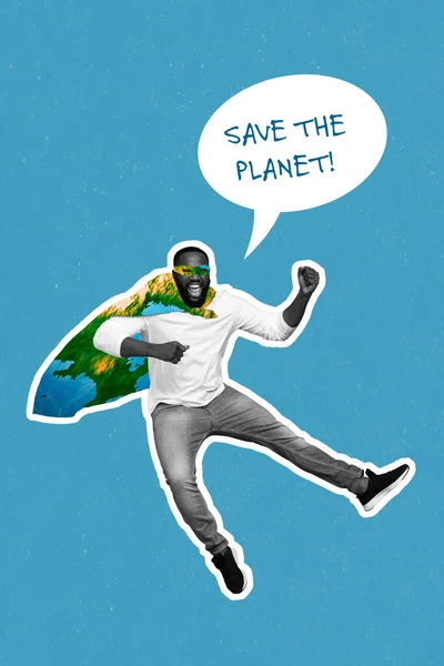 Vertical Photo Young Man Fighting Planet Ecology Social Demonstration Issues — Stock Photo, Image