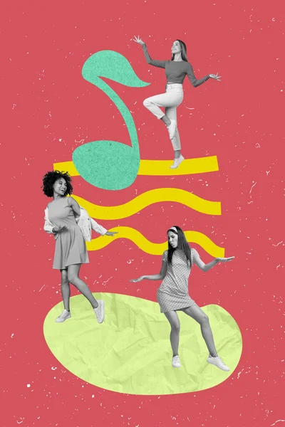 스케치 재미있는 여자들이 재미있는 콜라주 고립된 — 스톡 사진