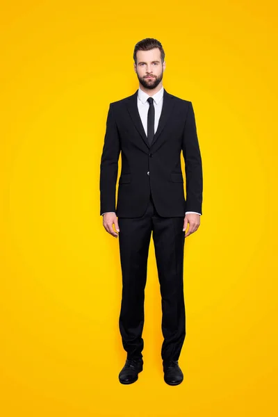 Full Size Fullbody Portrait Concentrated Strict Business Person Modern Hairstyle — Stock Photo, Image