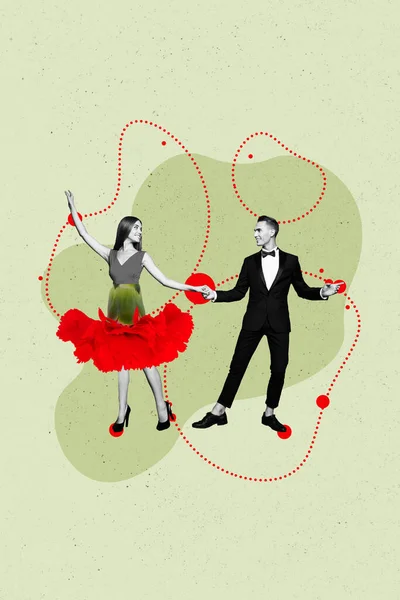 Фотоколлаж Дизайн Шаблон Работы Двух Молодых Влюбленных Танцы Носить Элегантную — стоковое фото