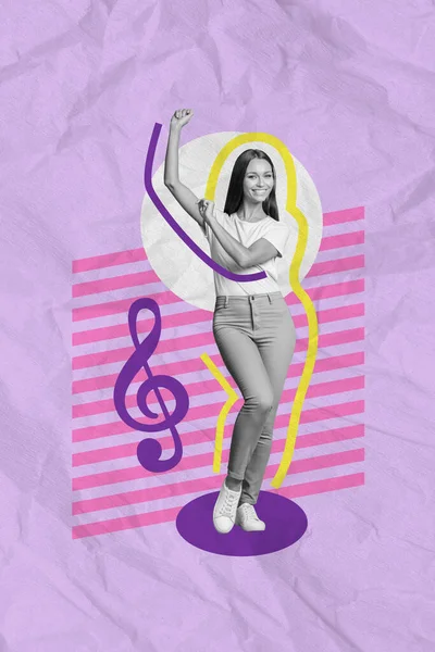 Colagem Cartaz Criativo Dança Salsa Linda Fêmea Tem Diversão Festa — Fotografia de Stock