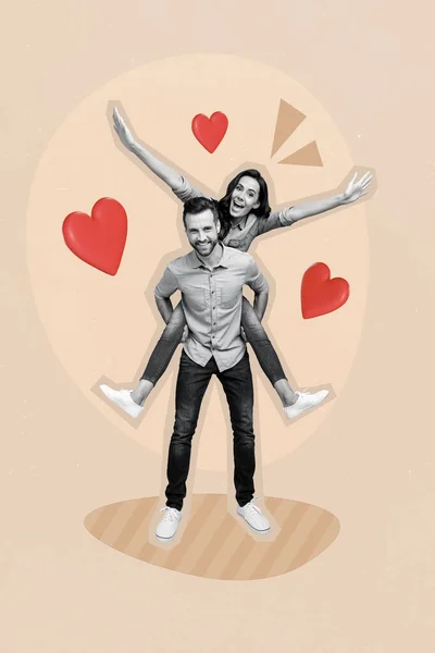 Collage Vertical Dos Personas Recién Casadas Cónyuges Celebran Boda Emociones — Foto de Stock