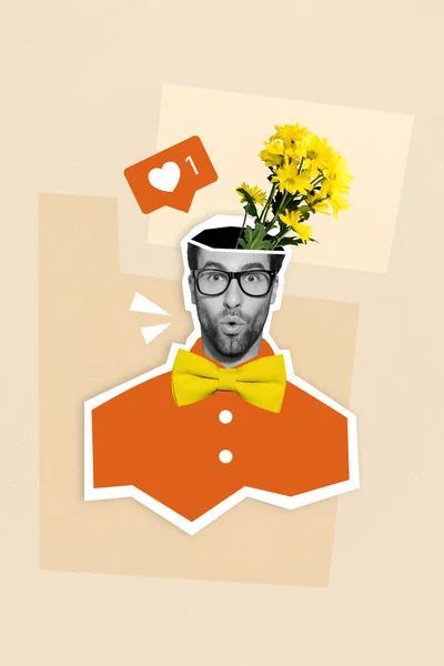 Addicted Social Network Life Blogger Guy Wear Yellow Bow Tie — Stock Photo, Image