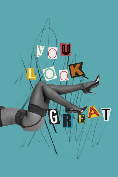 Creative Abstract Template Graphics Collage Image Sexy Lady Butt Bum — Stockfoto