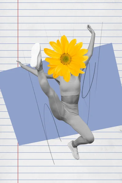Créatif Photo Illustration Graphique Collage Peinture Dame Insouciante Fleur Lieu — Photo