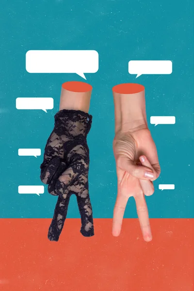 Artwork Magazin Collage Bild Der Arme Fuß Finger Kommunizieren Emtpy — Stockfoto