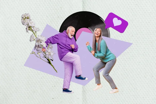 Collage Pinup Pop Retro Schets Beeld Van Grappig Volwassen Paar — Stockfoto