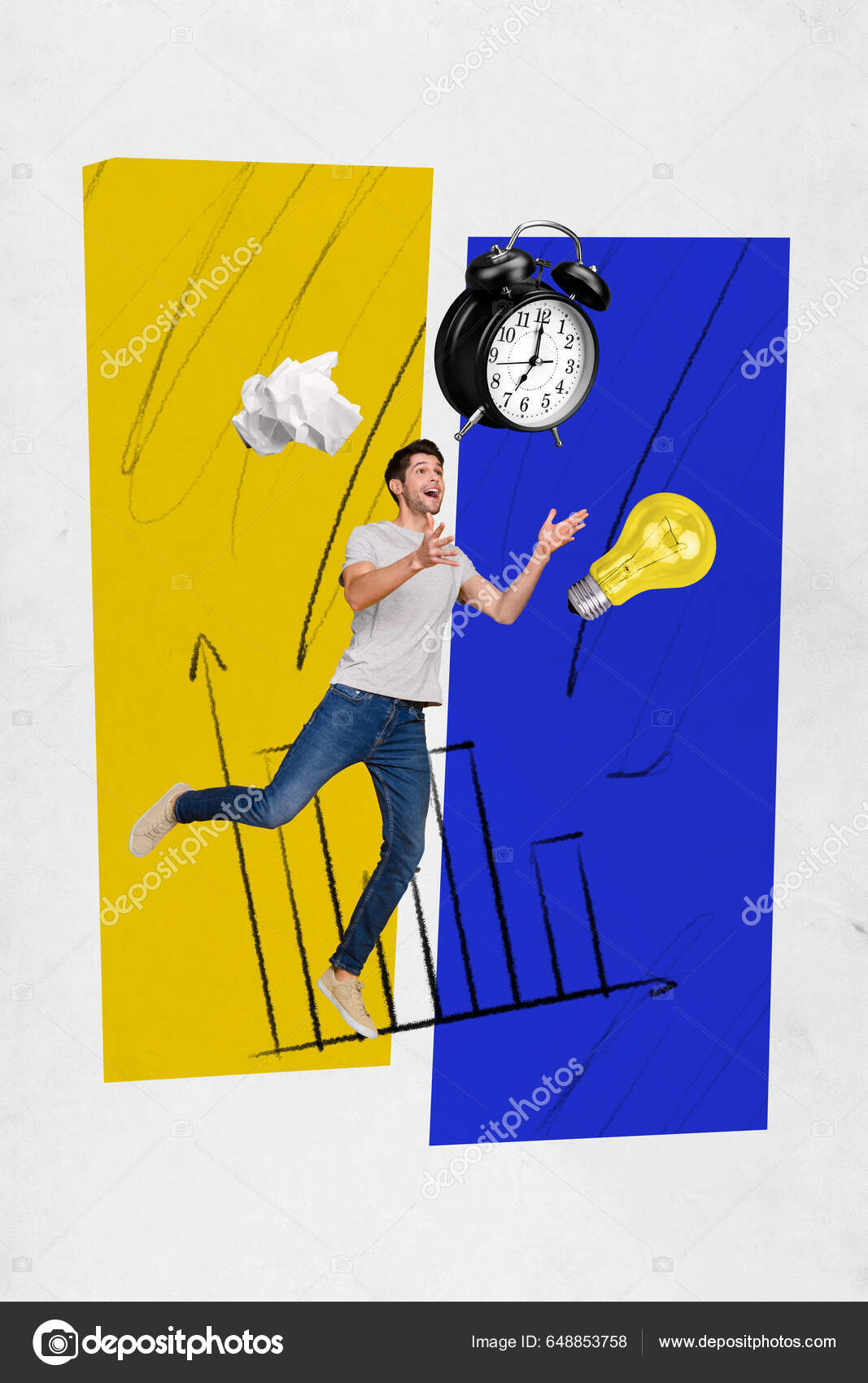 Ретро Абстрактные Творческие Работы Шаблон Коллаж Взволнованный.