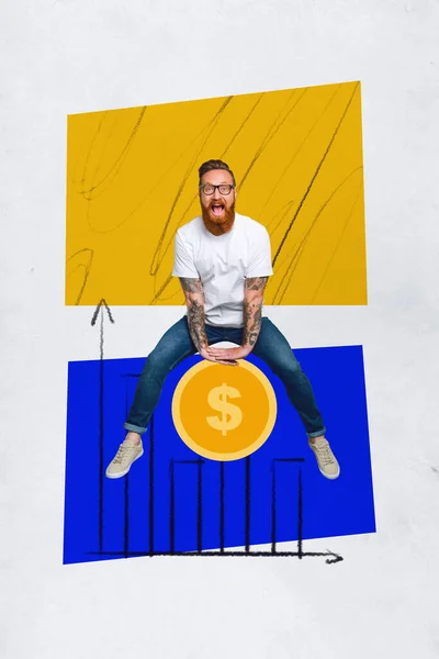 Sanat Dergisi Kolajı Fotoğrafı Etkileyici Bir Adam Tek Başına Para — Stok fotoğraf