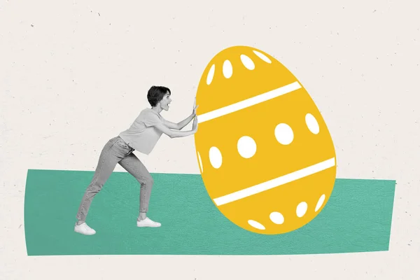 Paskalya Bayramı Kolajı Paskalya Süs Yumurtası Satan Genç Bir Kız — Stok fotoğraf