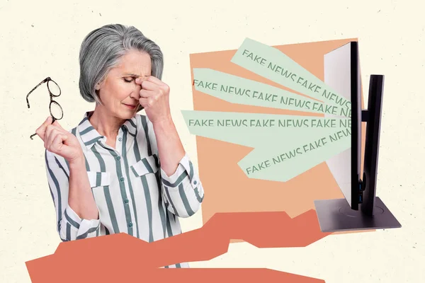 Foto Der Unzufriedenen Genervten Großmutter Die Fake News Über Politik — Stockfoto