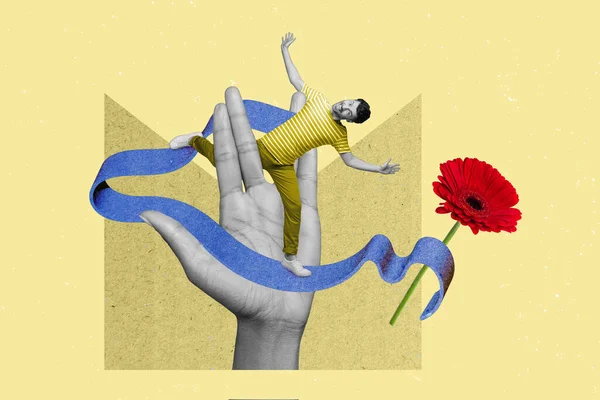 Collage Design Minimale Opere Arte Giovane Fidanzato Preparazione Internazionale Donna — Foto Stock