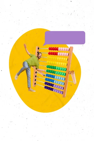 Imagine Colaj Vertical Tip Mini Excitat Mare Abacus Margele Calculator — Fotografie, imagine de stoc