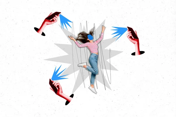 Креативный Графический Коллаж Изображением Популярной Безликой Дамы Привлекающей Внимание Папарацци — стоковое фото