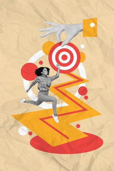 Vertikale Detailcollage Eines Jungen Motivierten Mädchens Das Mit Hoher Geschwindigkeit — Stockfoto