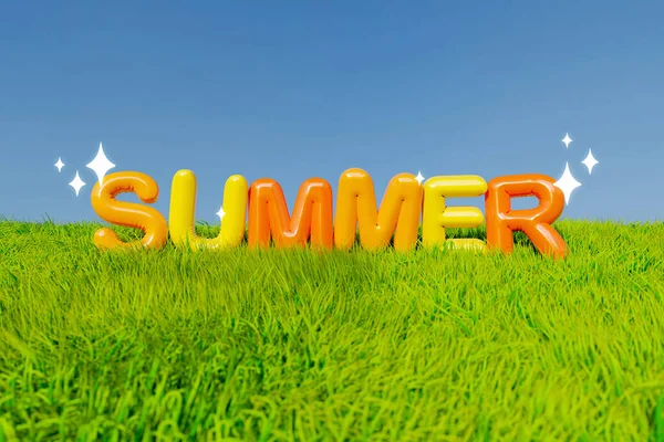 Web Commercial Mockup Collage Word Summer Graphics Sunny Weather Green — Stock Photo, Image