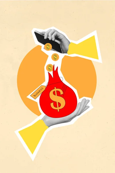 クリエイティブ イメージ アートワーク ポスターのコラージュビジネス フリーランスの絵お金を稼ぐ距離ワーク — ストック写真