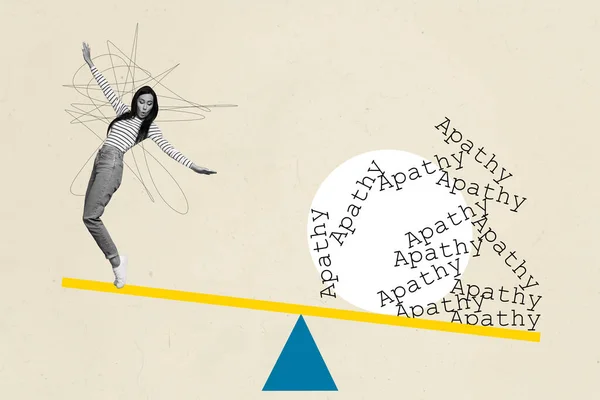 Samengestelde Creatieve Foto Collage Van Jonge Vrouw Gevaarlijk Dalende Evenwicht — Stockfoto