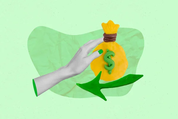 お金ケースバッグ財務進捗とプラスチック絵の雑誌コラージュバナー収入を投資 — ストック写真
