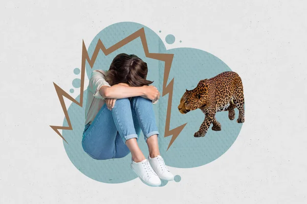 Plakat Sztandar Kolaż Depresja Lady Płacz Uczucie Samotny Nie Chłopak — Zdjęcie stockowe