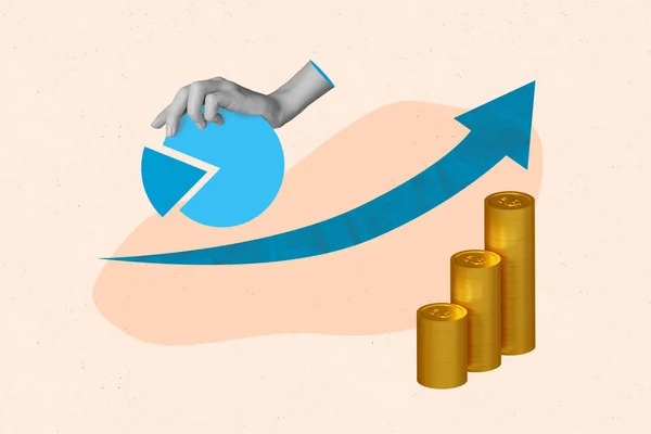 Magasin Banner Collage Affärsanalys Start Upp Ekonomiska Framsteg Inkomster Tillväxt — Stockfoto