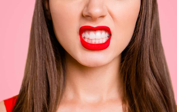 Cropped Close View Photo Portrait Pretty Beautiful Angry Pretty Sexual — Photo