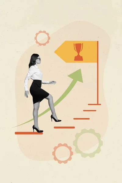 Πρότυπο Περιοδικό Σχέδιο Κολάζ Του Αυτοπεποίθηση Επιχειρηματίας Γυναίκα Πόδια Μέχρι — Φωτογραφία Αρχείου