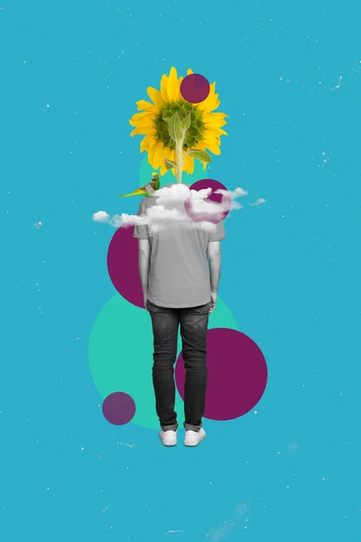 Vertikal Blå Färg Collage Bild Konstverk Konstiga Konstiga Person Freak — Stockfoto