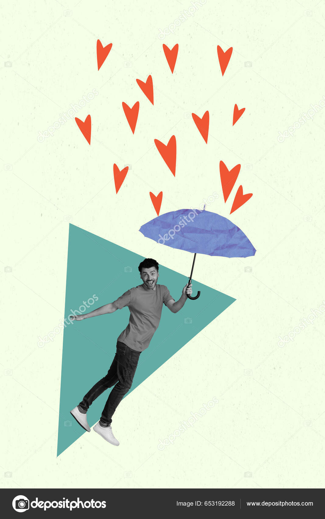 Colagem Design Arte Composto Cara Jovem Guarda Guarda Chuva Proteger  Ilustração por ©deagreez1 #653192288